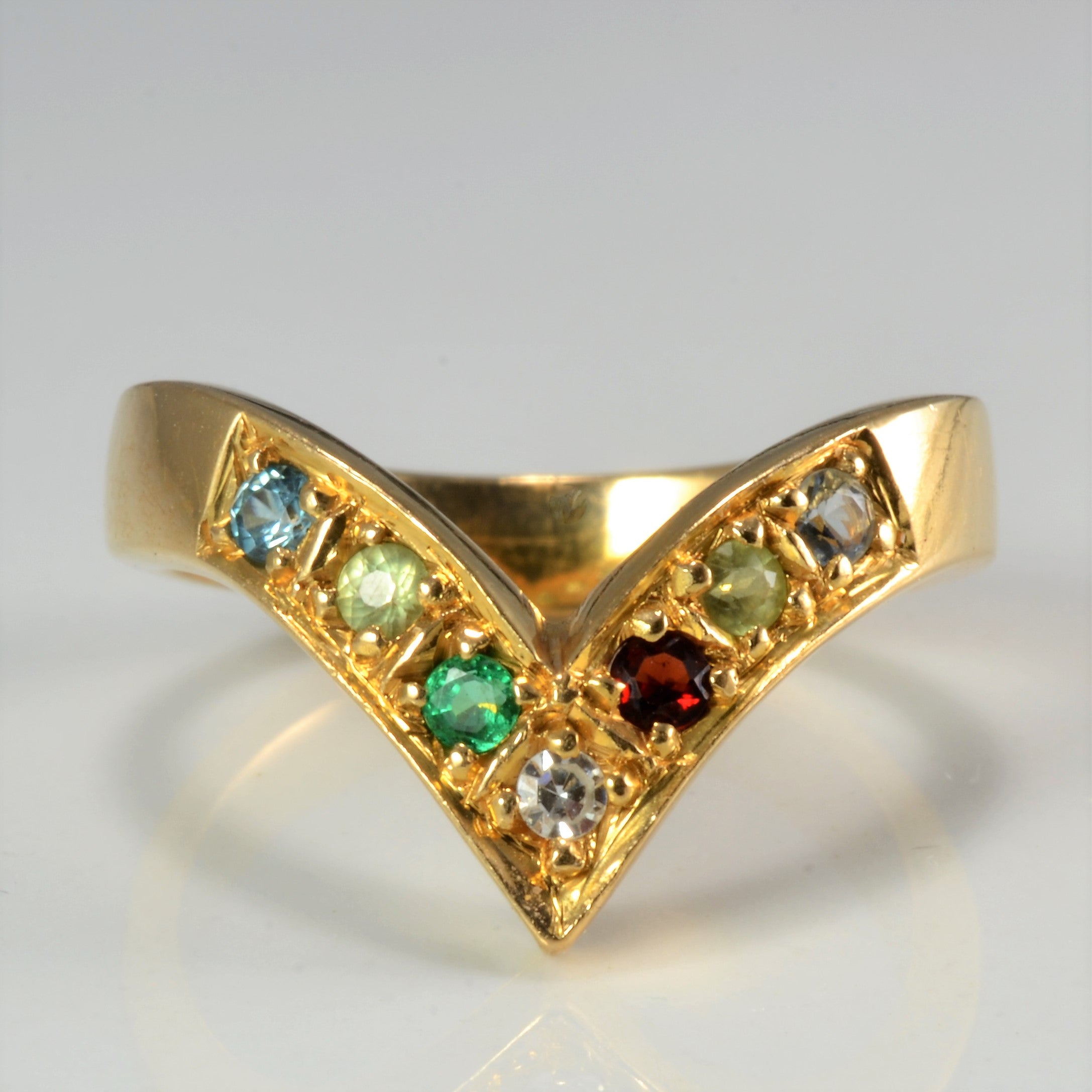 Gypsy Set Multi- Gemstone Chevron Ring | SZ 6 |