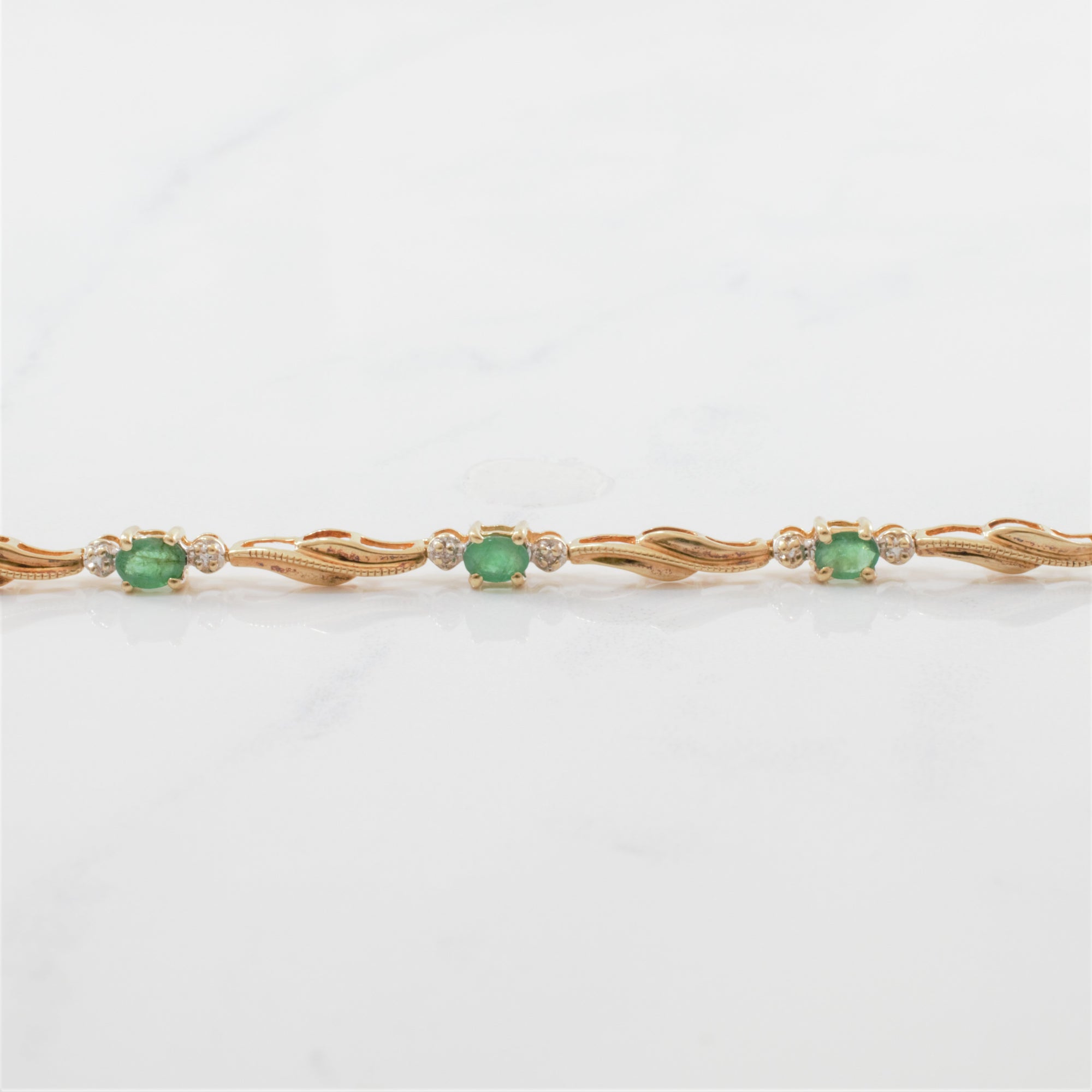 Delicate Diamond & Emerald Tennis Bracelet | 0.75 ctw | 7