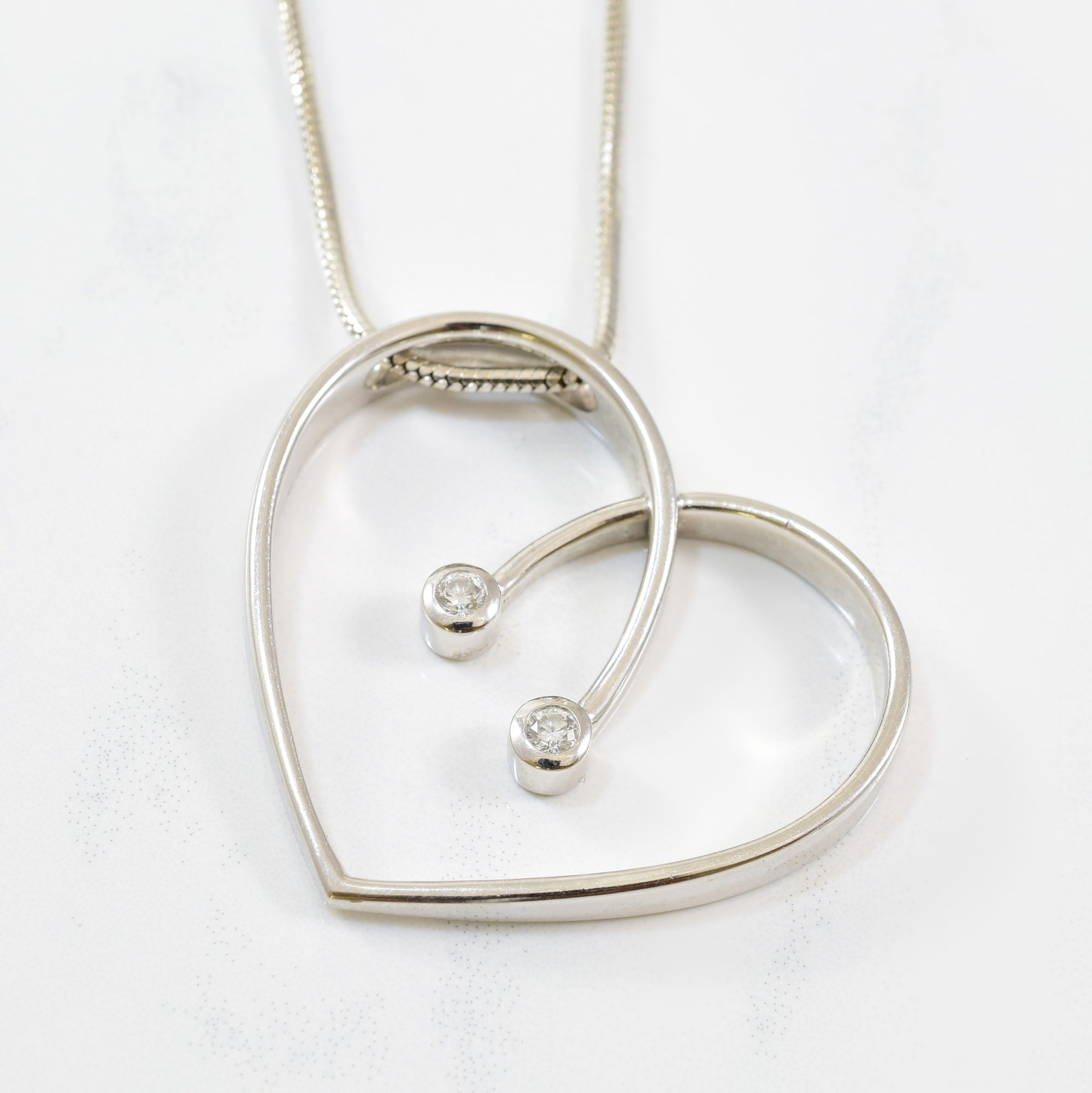 Double Diamond Heart Necklace | 0.18ctw | 24