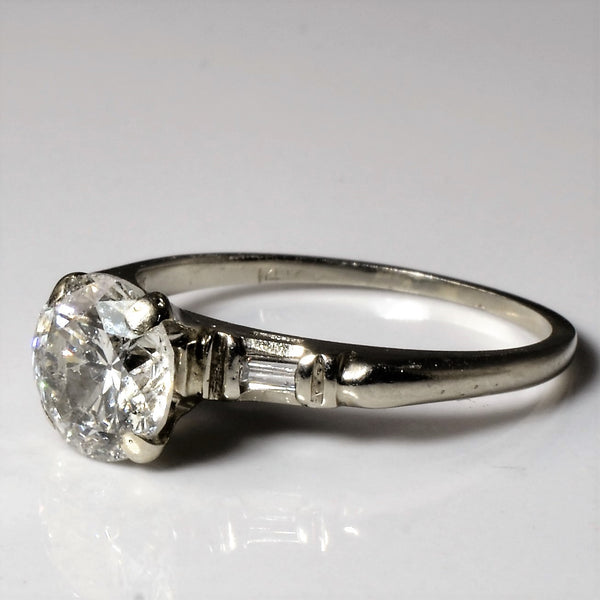 Early 1940s Three Stone Diamond Engagement Ring | 1.31ctw | SZ 5.5 |