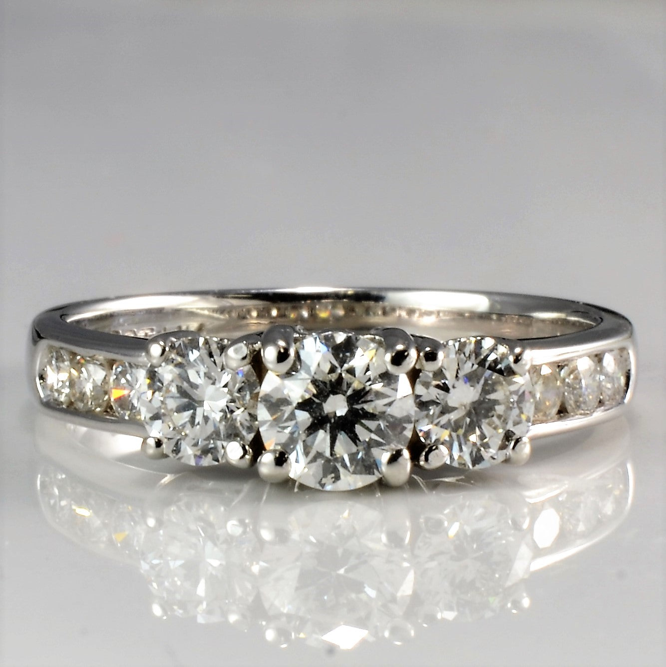 Three Stone Diamond & Channel Accents Engagement Ring | 1.00 ctw, SZ 6.5 |