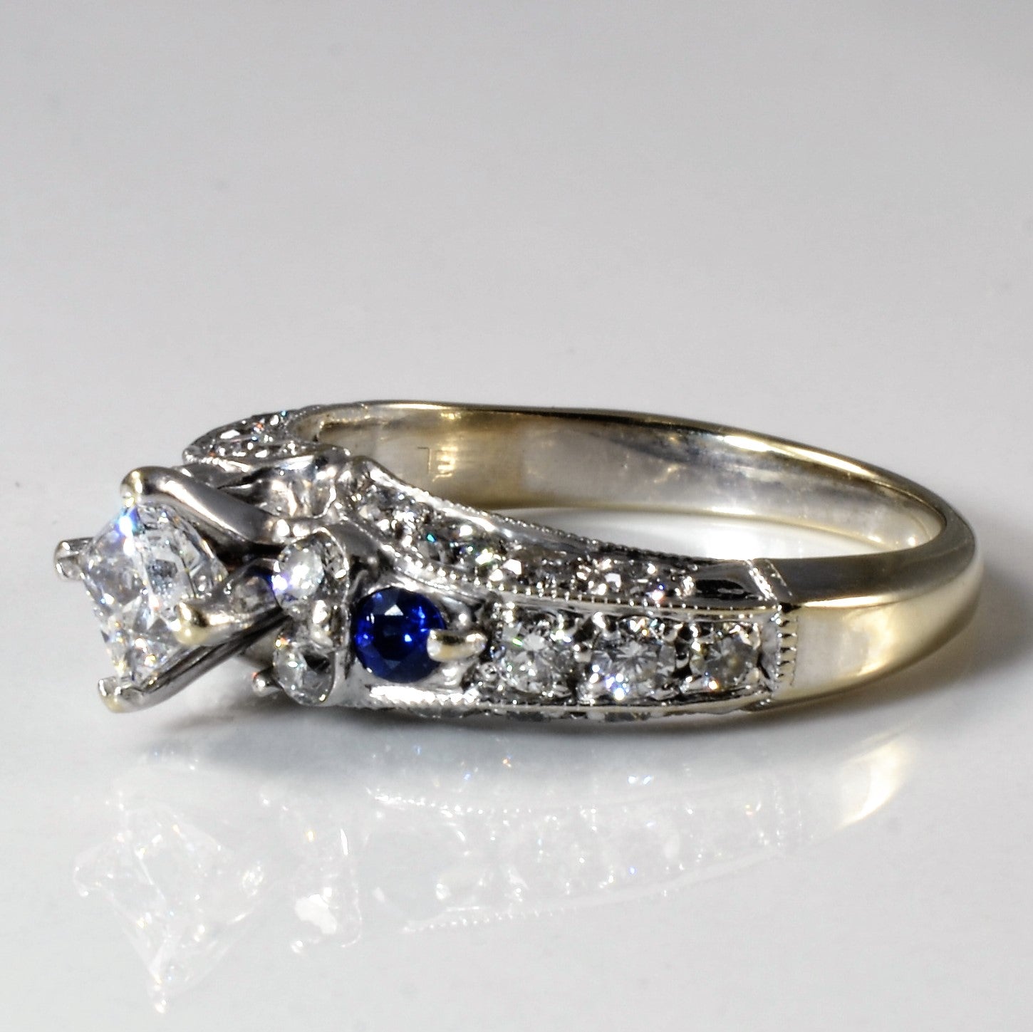 Princess Diamond & Sapphire Engagement Ring | 0.12ctw, 1.15ctw | SZ 7 ...