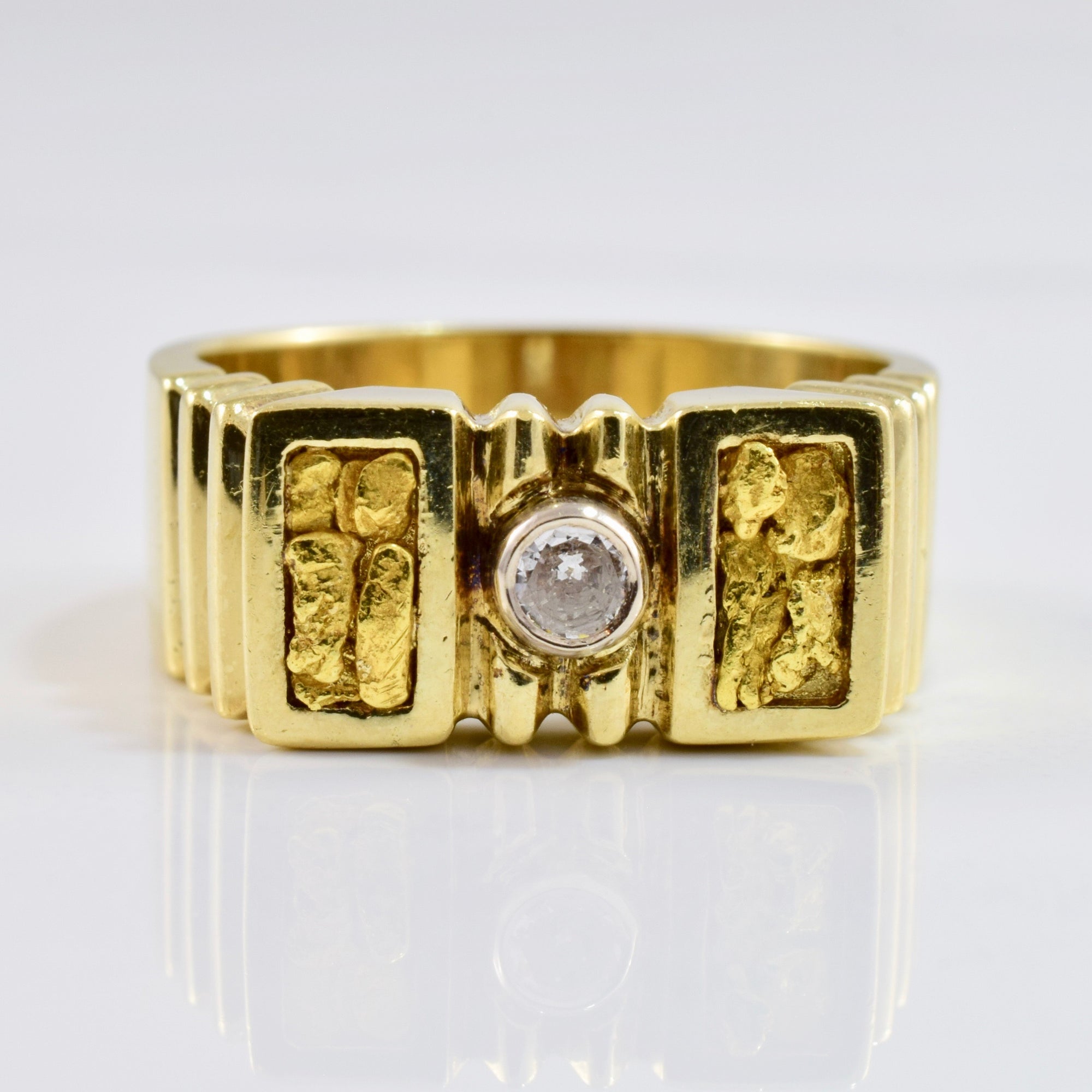 Diamond and Gold Nugget Ring | 0.06 ctw SZ 6.5 |