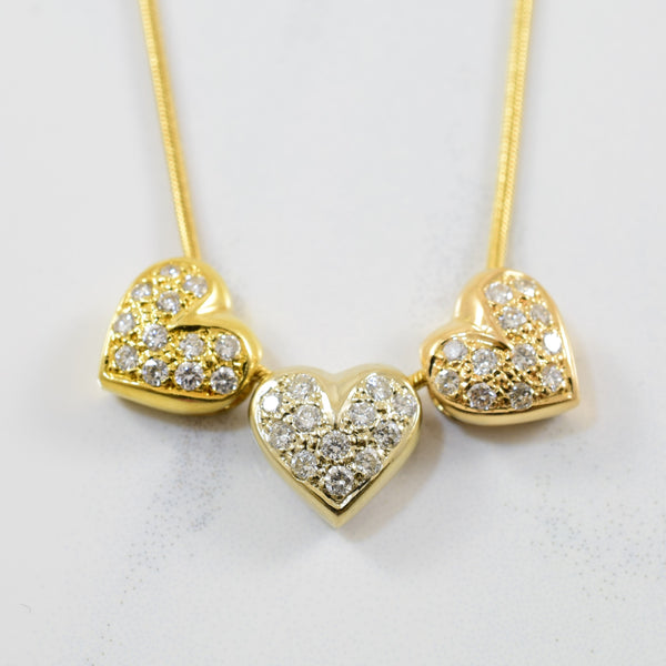 Diamond Heart Trio Necklace | 0.42ctw | 16
