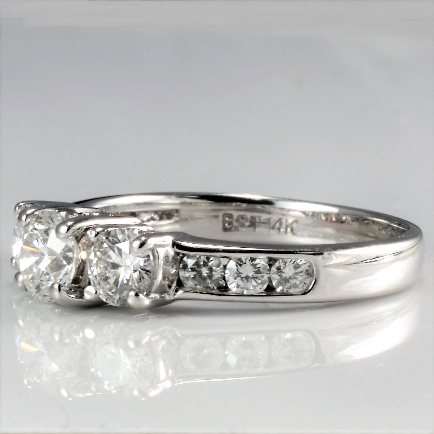 Three Stone Diamond & Channel Accents Engagement Ring | 1.00 ctw, SZ 6.5 |
