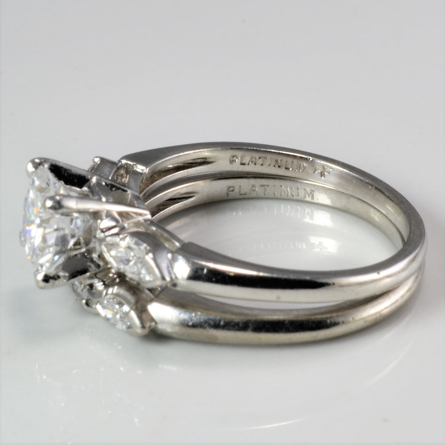 High Set Solitaire with Accents Diamond Engagement Ring Set | 1.24 ctw, SZ 6.25 |