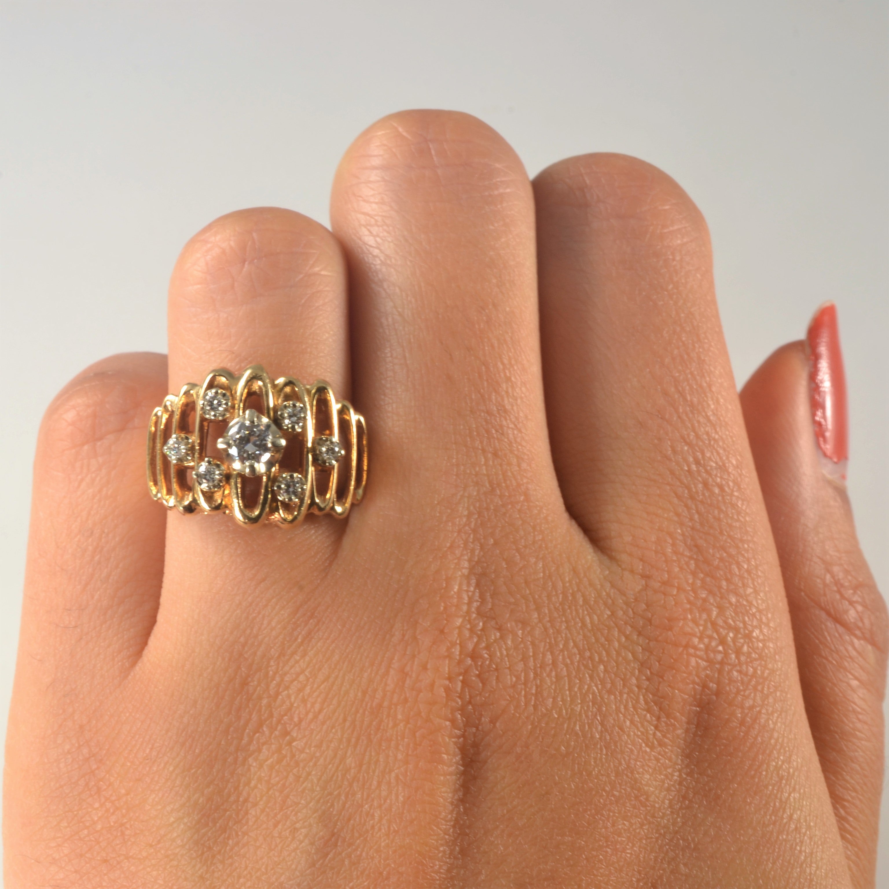 Heavy Textured Diamond Ring | 0.34ctw | SZ 9.25 |