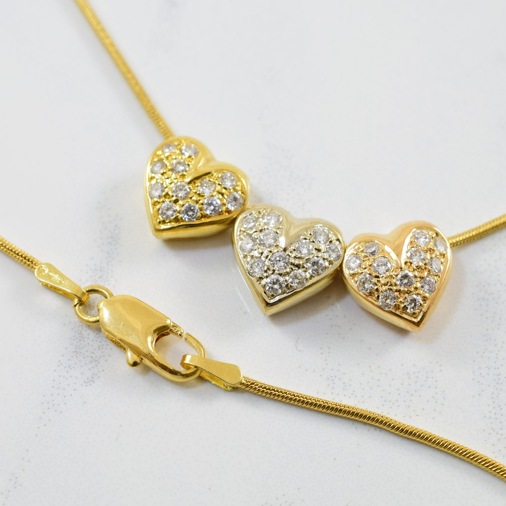 Diamond Heart Trio Necklace | 0.42ctw | 16