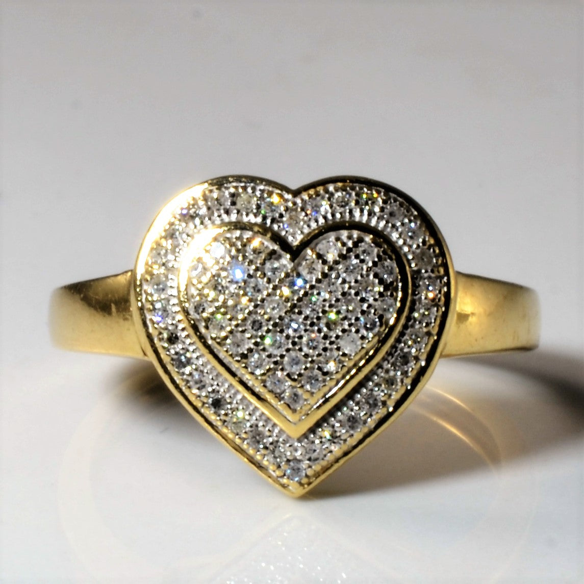 Pave Diamond Heart Ring | 0.07ctw | SZ 6.75 |