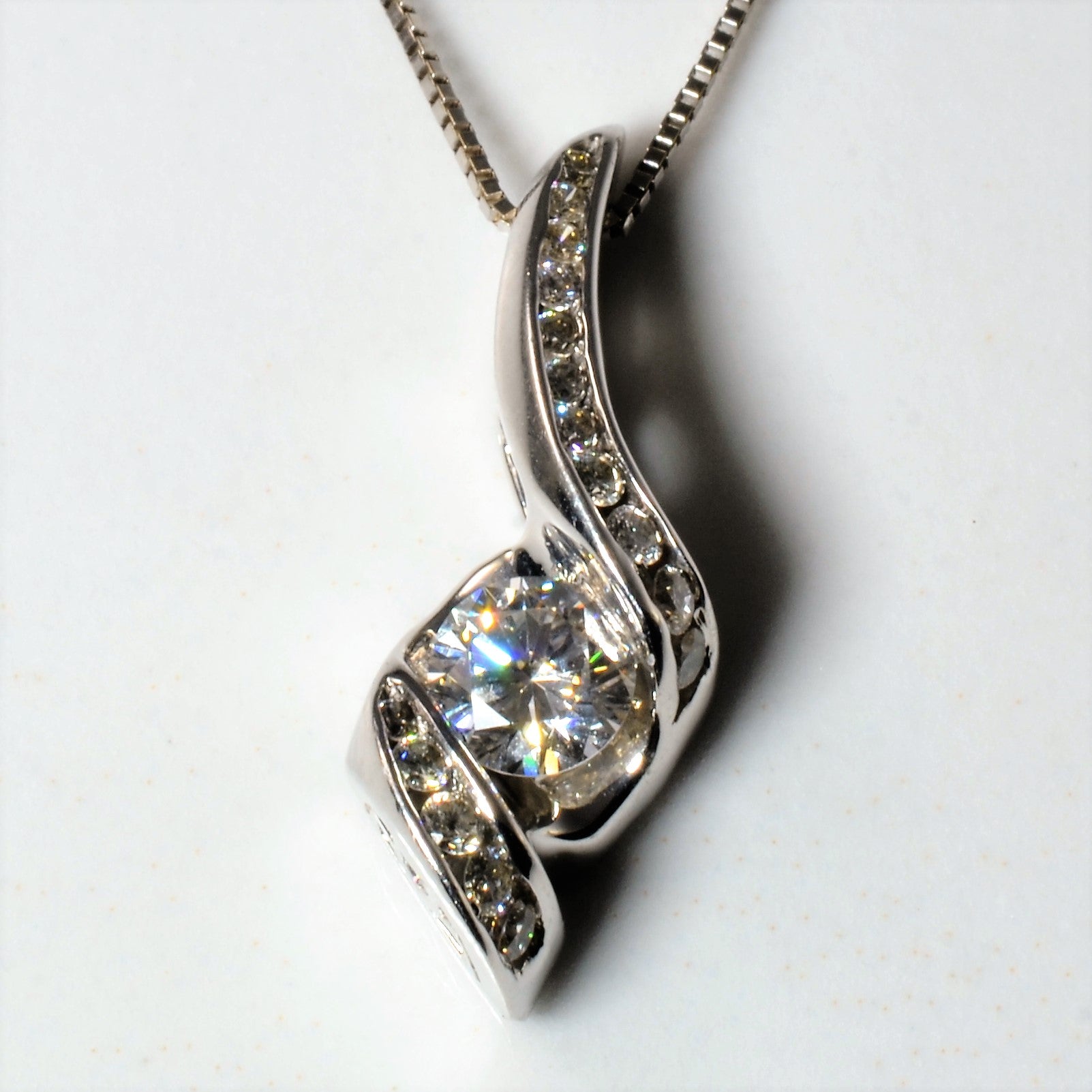Channel Set Diamond Drop Necklace | 0.40ctw | 18" |