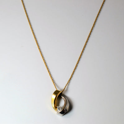 Two Tone Solitaire Diamond Swirl Necklace | 0.13ct | 23