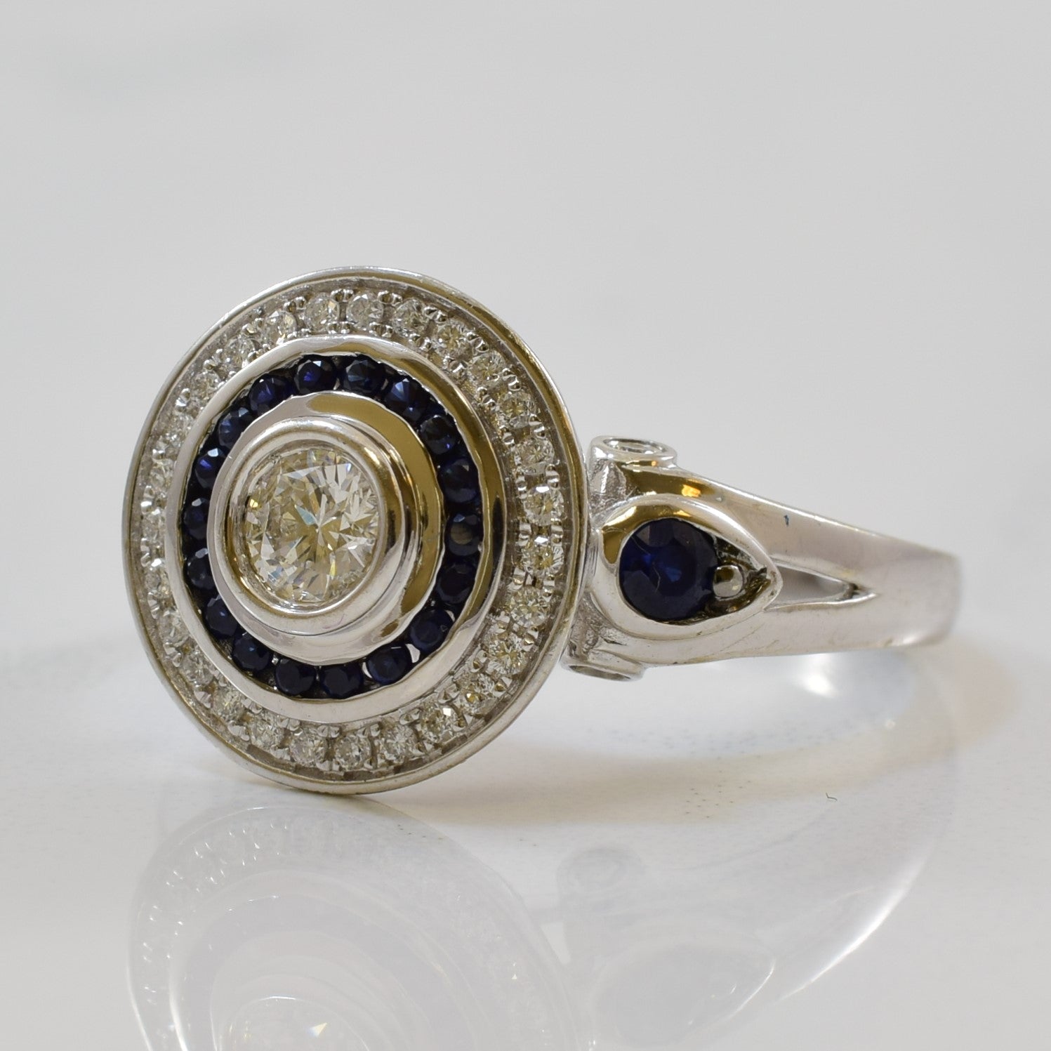 Blue Sapphire & Diamond Engagement Ring | 0.20ctw, 0.30ctw | SZ 6.5 |
