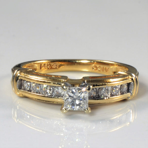 Princess Diamond Channel Detailed Engagement Ring | 0.73ctw | SZ 7 |