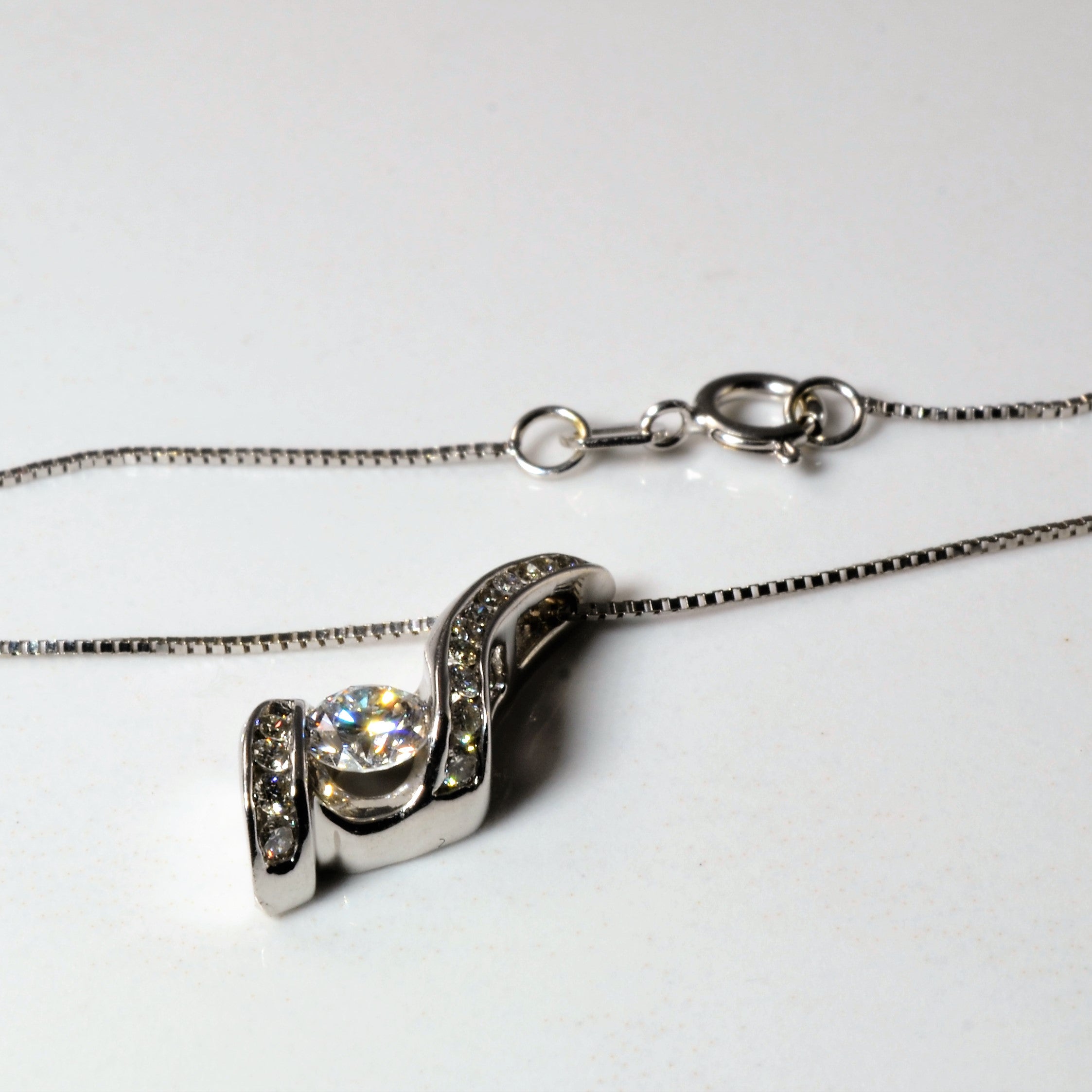 Channel Set Diamond Drop Necklace | 0.40ctw | 18" |