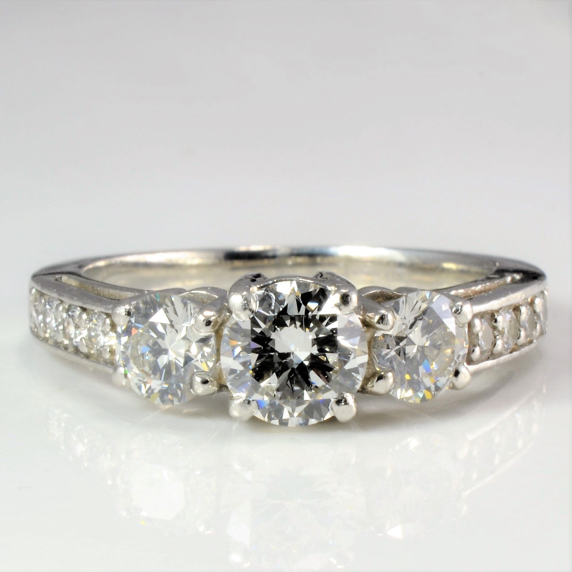 Platinum Three Stone GIA Diamond Engagement Ring | 1.40 ctw, SZ 6.25 | SI1, G |