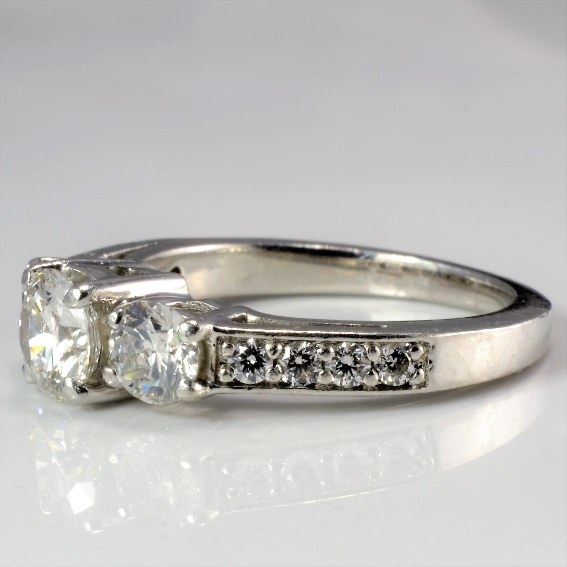 Platinum Three Stone GIA Diamond Engagement Ring | 1.40 ctw, SZ 6.25 | SI1, G |