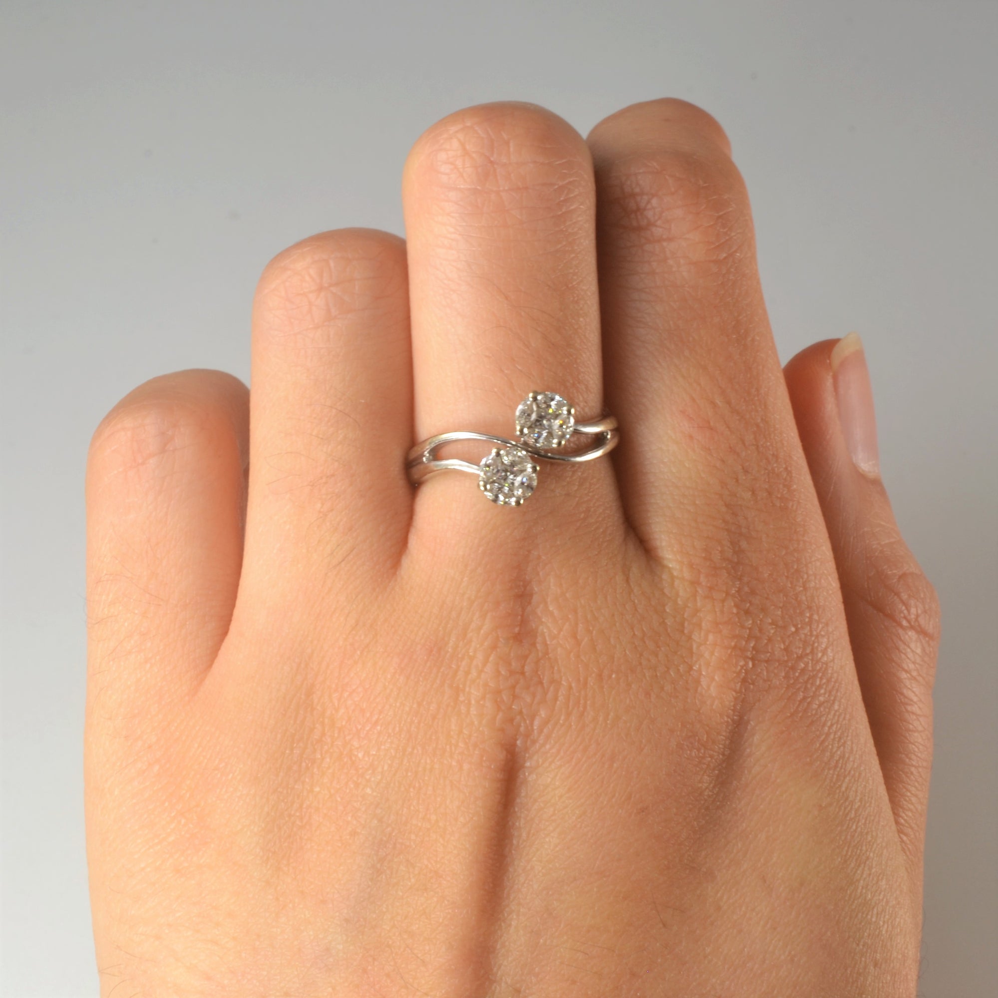 Diamond Cluster Toi et Moi Ring | 0.58ctw | SZ 7 |