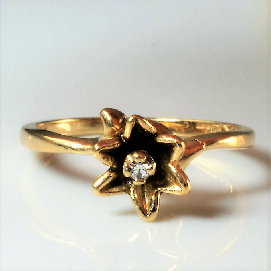 Yellow Gold Diamond Flower Ring | 0.02ct | SZ 4 |