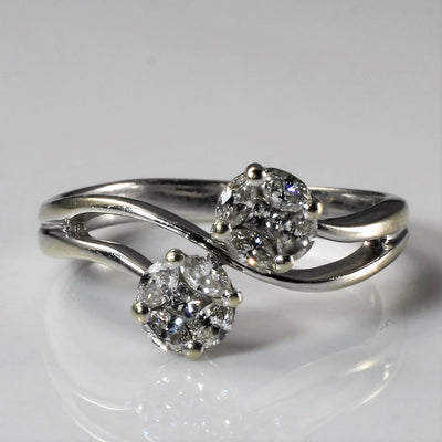 Diamond Cluster Toi et Moi Ring | 0.58ctw | SZ 7 |