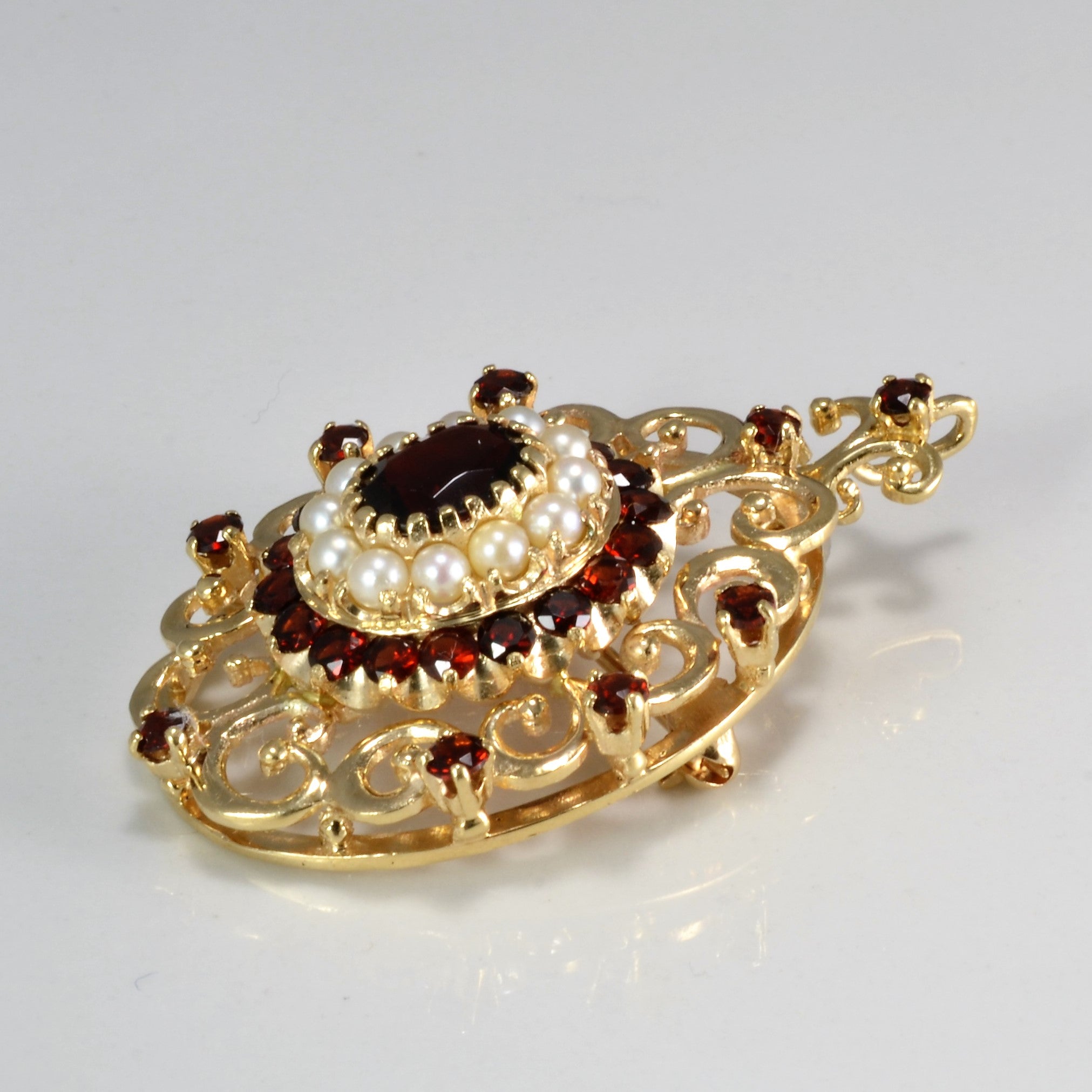 Late 1950s Garnet & Pearl Pendant/Brooch |