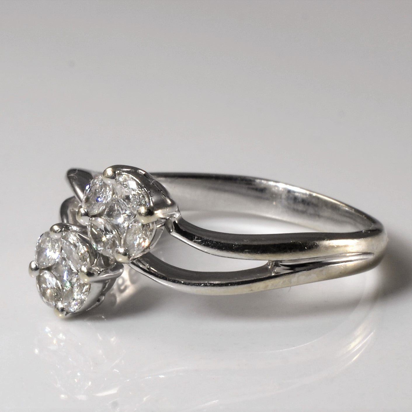 Diamond Cluster Toi et Moi Ring | 0.58ctw | SZ 7 |