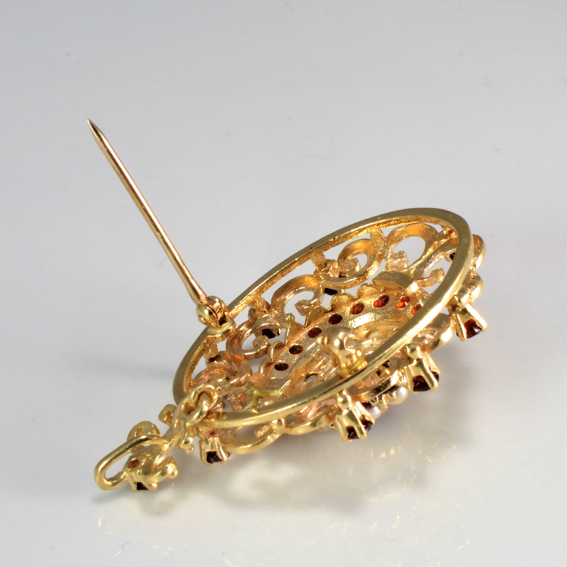 Late 1950s Garnet & Pearl Pendant/Brooch |