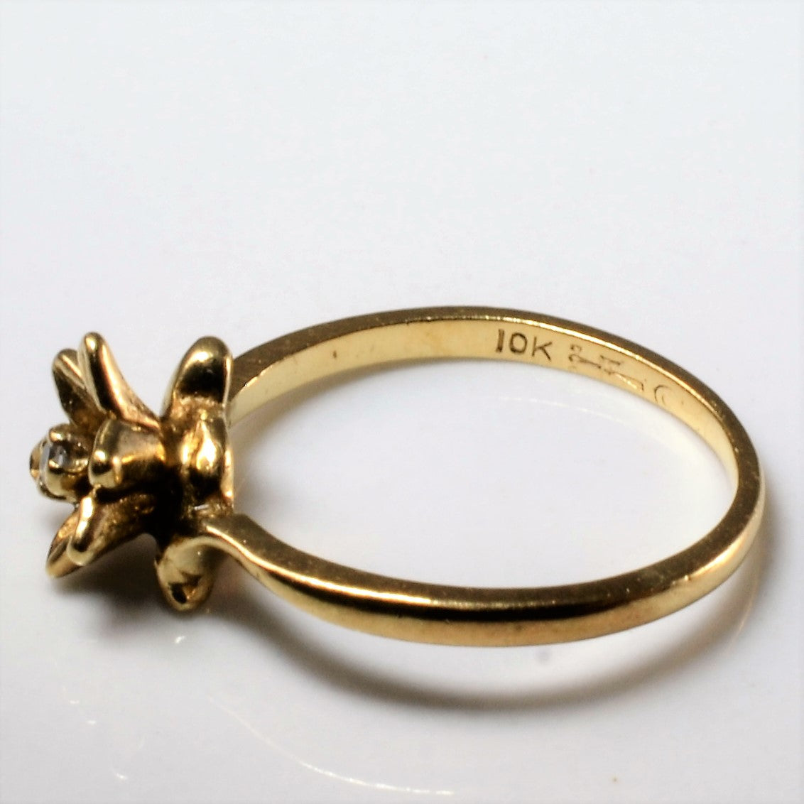 Yellow Gold Diamond Flower Ring | 0.02ct | SZ 4 |