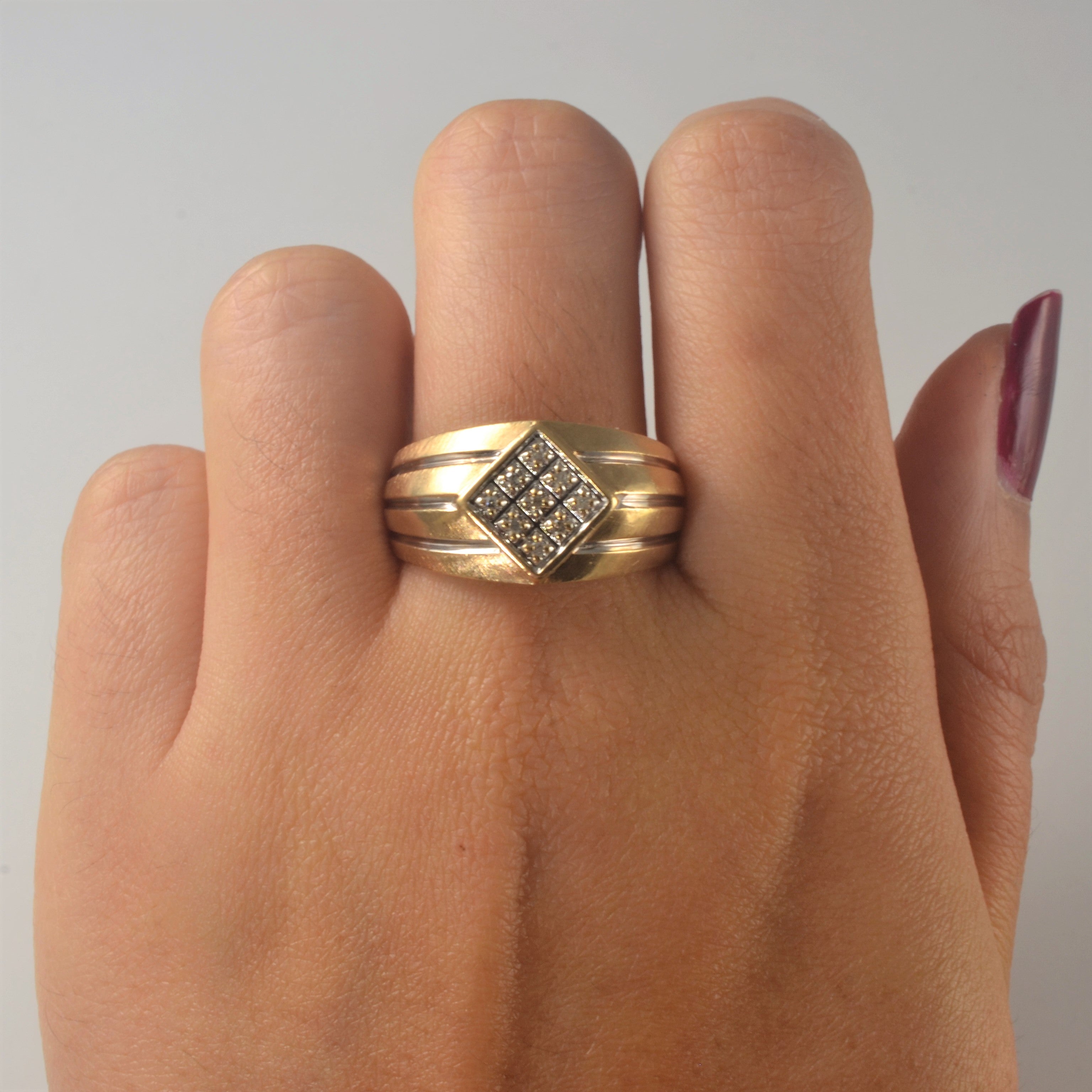 Textured Diamond Grid Ring | 0.05ctw | SZ 10.5 |