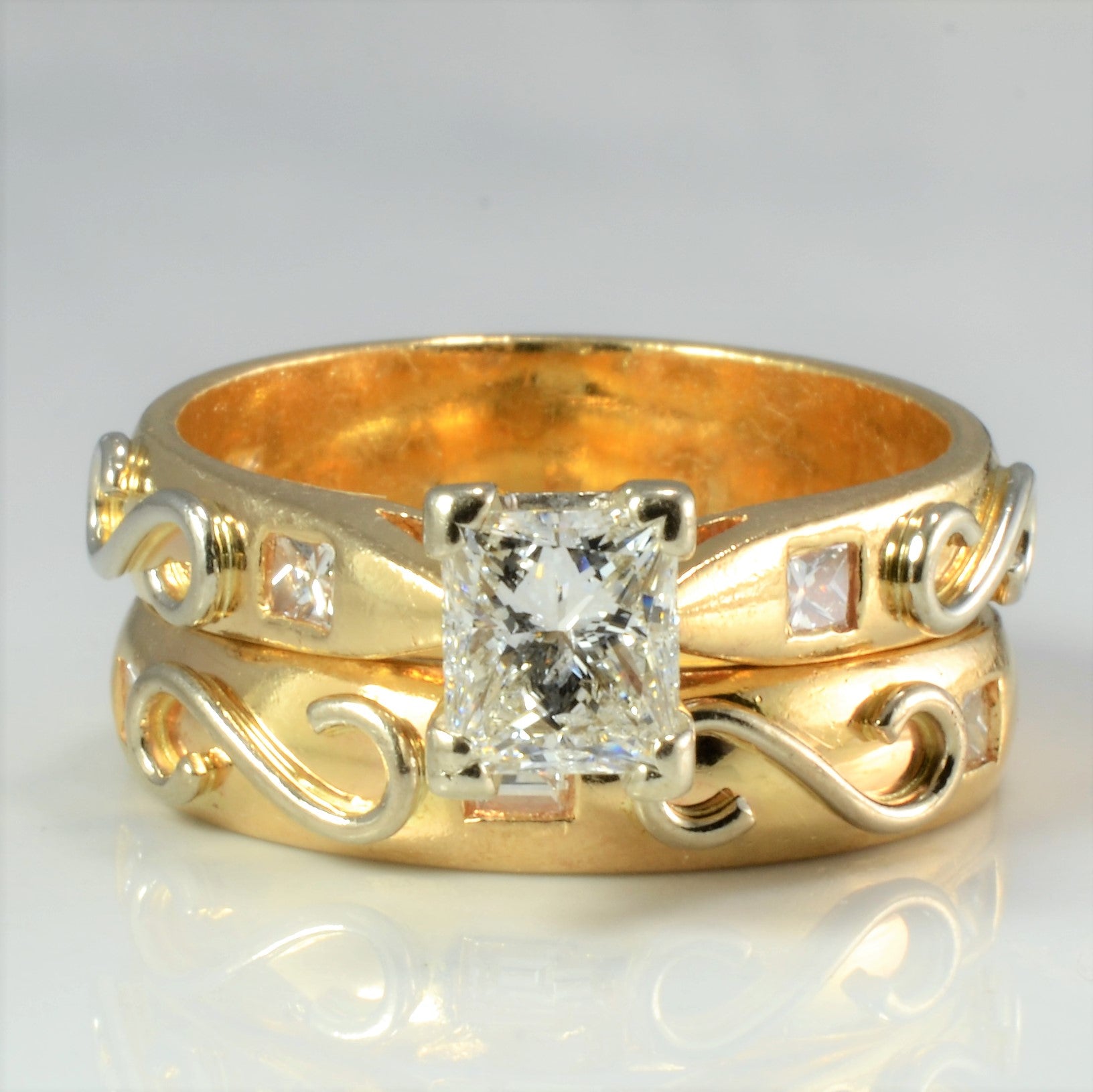 High Set Diamond with Accents Designer Engagement Ring Set | 1.36 ctw, SZ 7.75 |