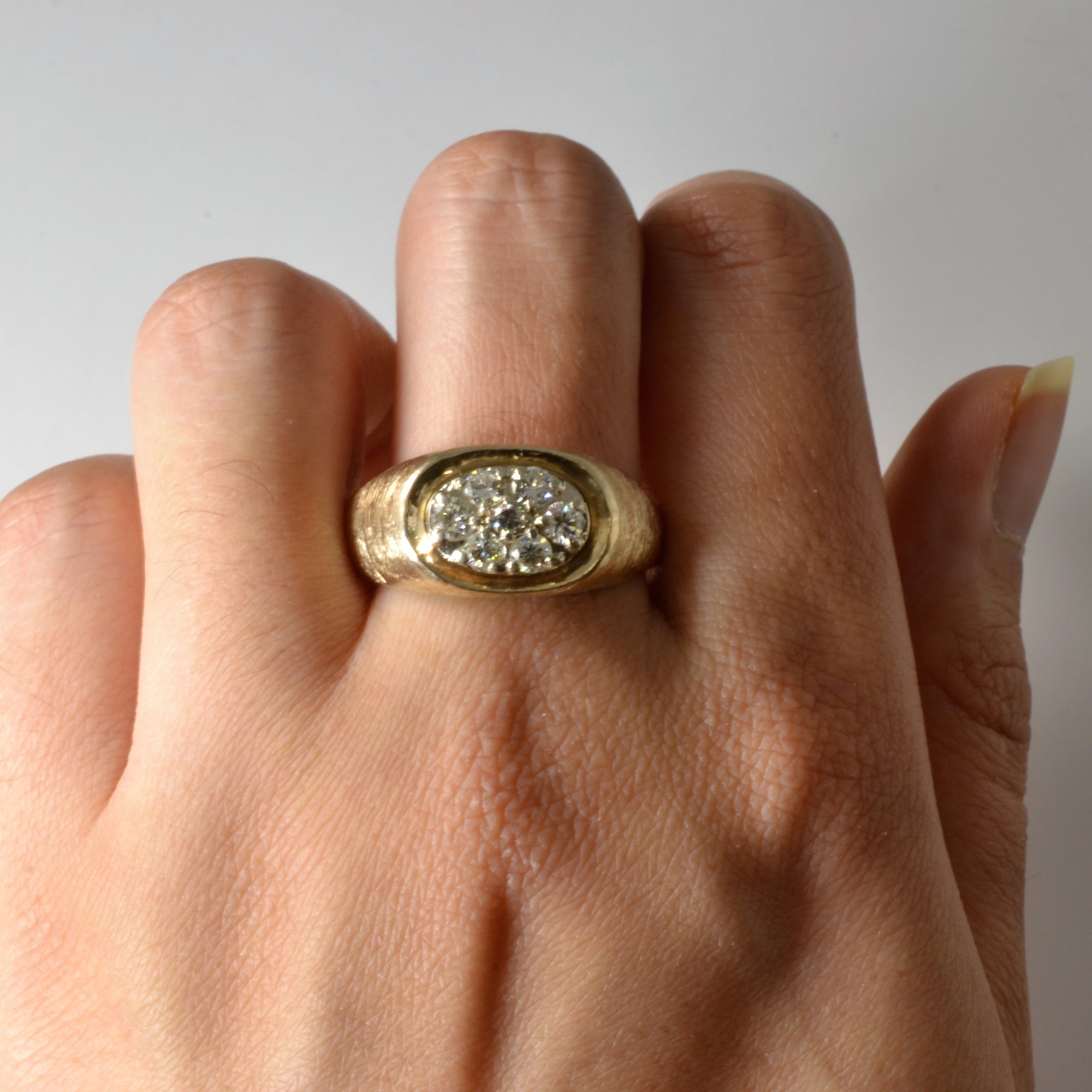 Brushed Cluster Diamond Dome Ring | 0.61ctw | SZ 13 |