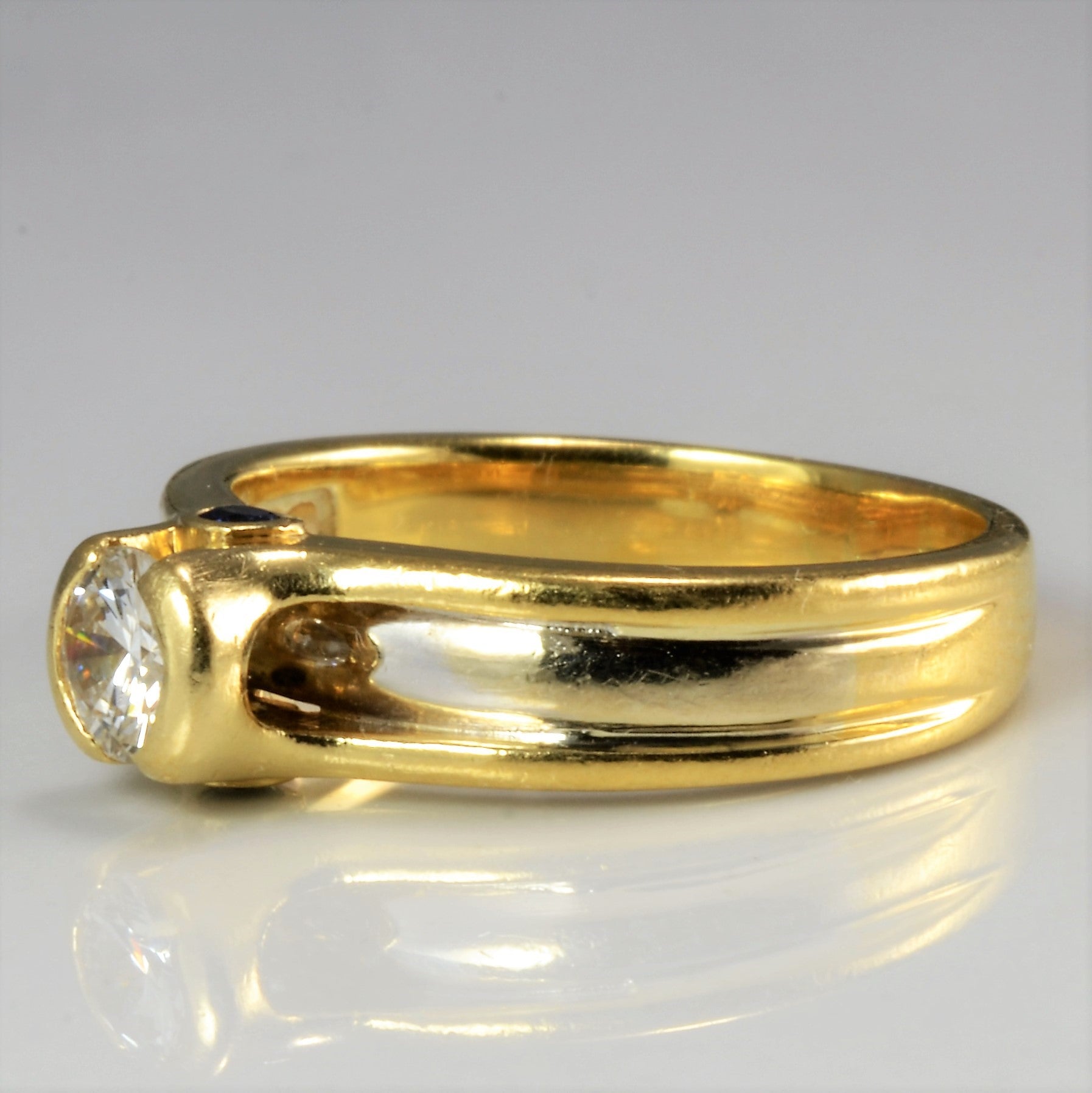 Semi Bezel Diamond & Sapphire Engagement Ring | 0.30 ct, SZ 5 |