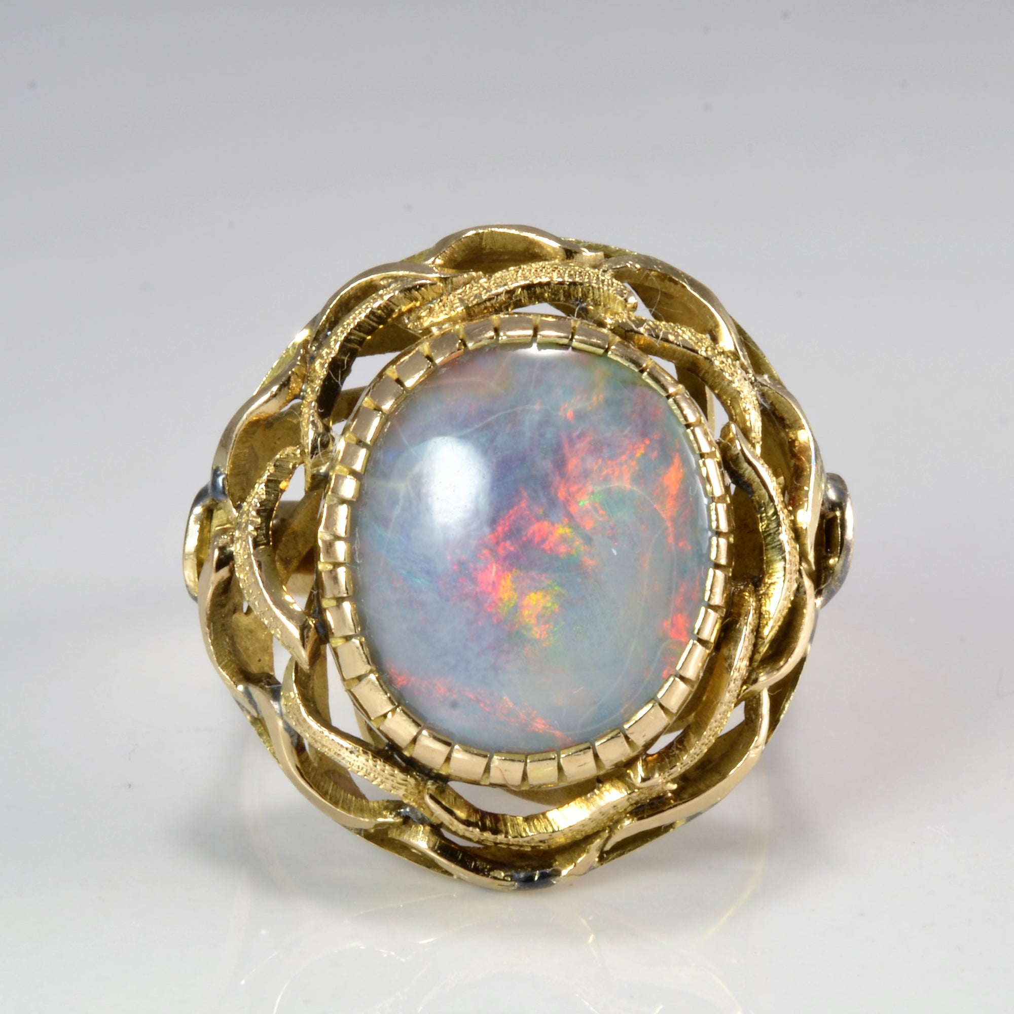 Textured Bezel Set Opal Ring | SZ 8.75 |