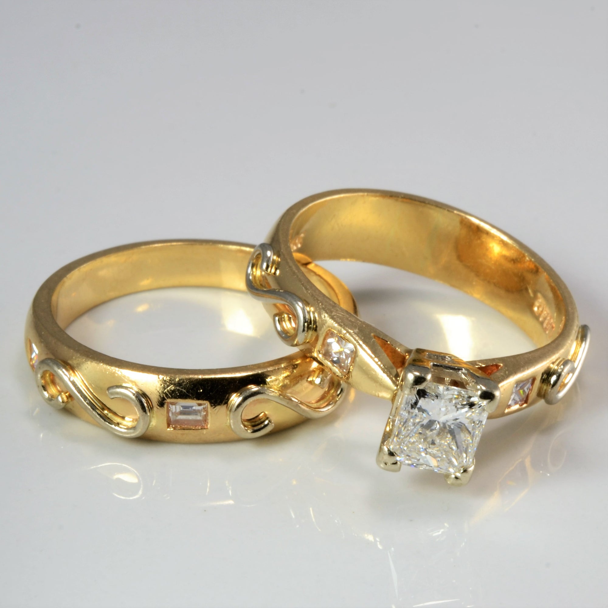 High Set Diamond with Accents Designer Engagement Ring Set | 1.36 ctw, SZ 7.75 |
