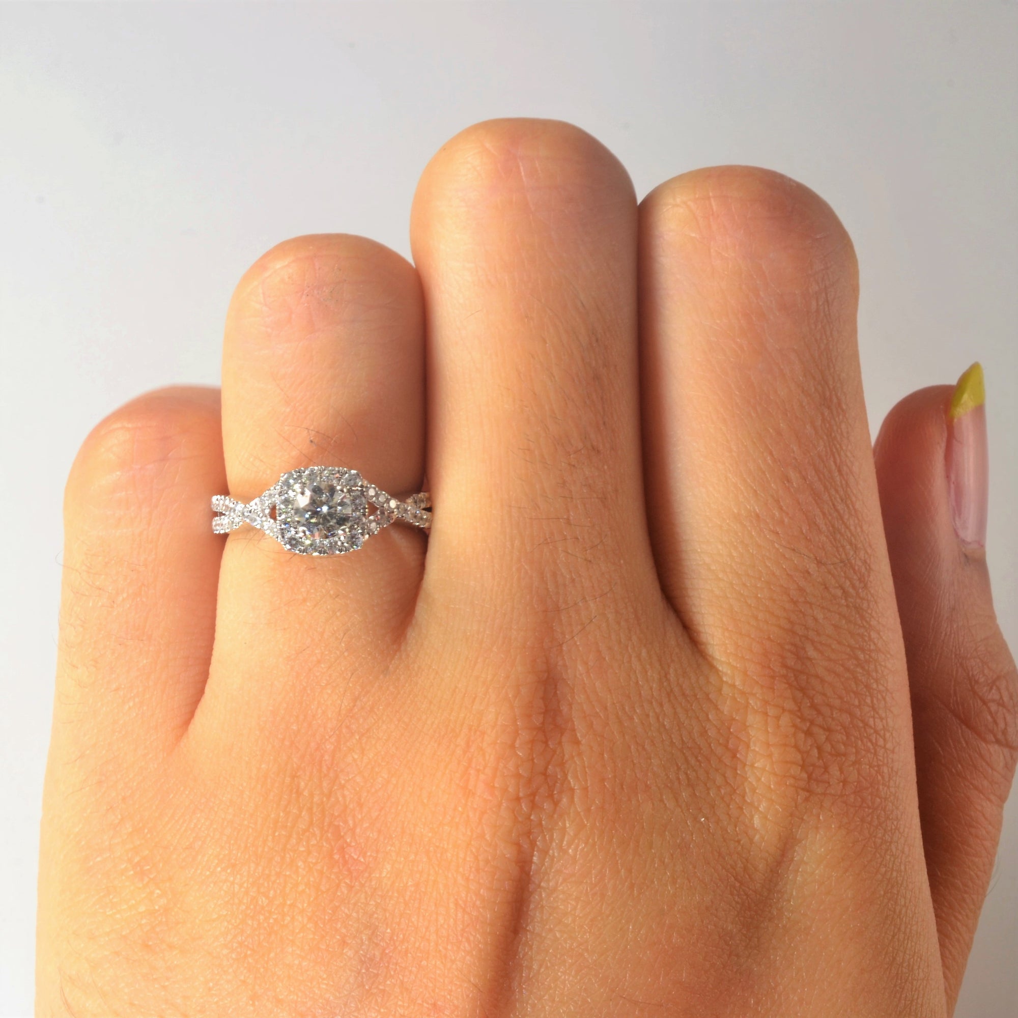 Canadian Diamond Bypass Halo Engagement Ring | 0.74ctw | SZ 4 |