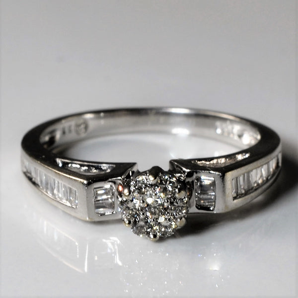 Baguette Diamond Cluster Engagement Ring | 0.36ctw | SZ 6.75 |