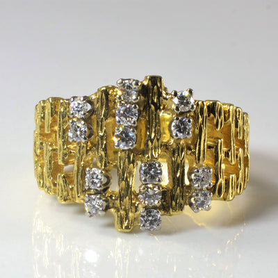 Textured Diamond Cocktail Ring | 0.35ctw | SZ 7.5 |