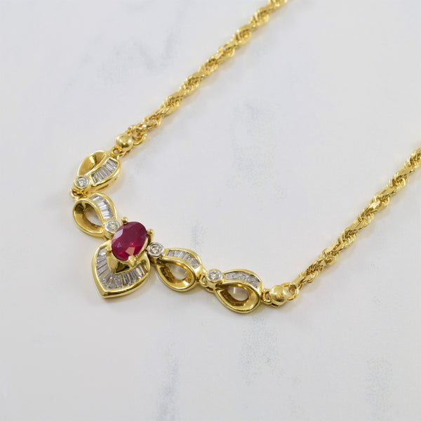 Ruby & Diamond Necklace | 0.70ctw, 1.00ct | 19
