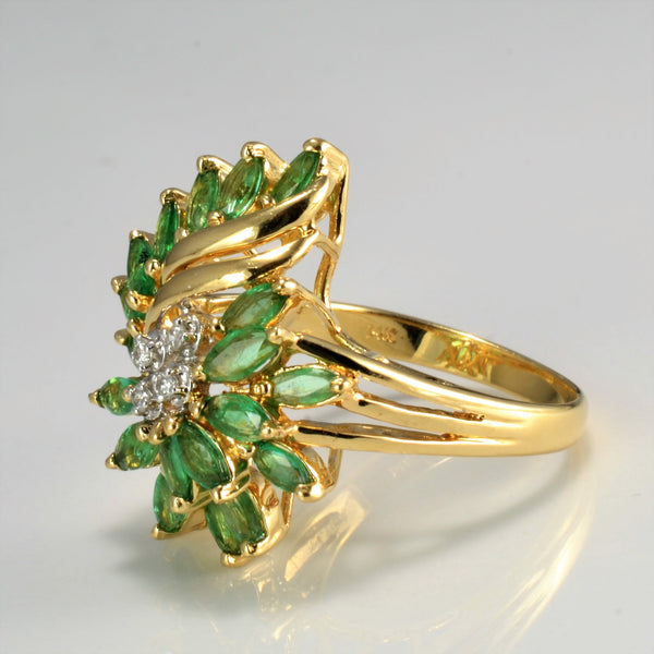 Cluster Set Emerald & Diamond Ring | 0.04 ctw, SZ 7.25 |