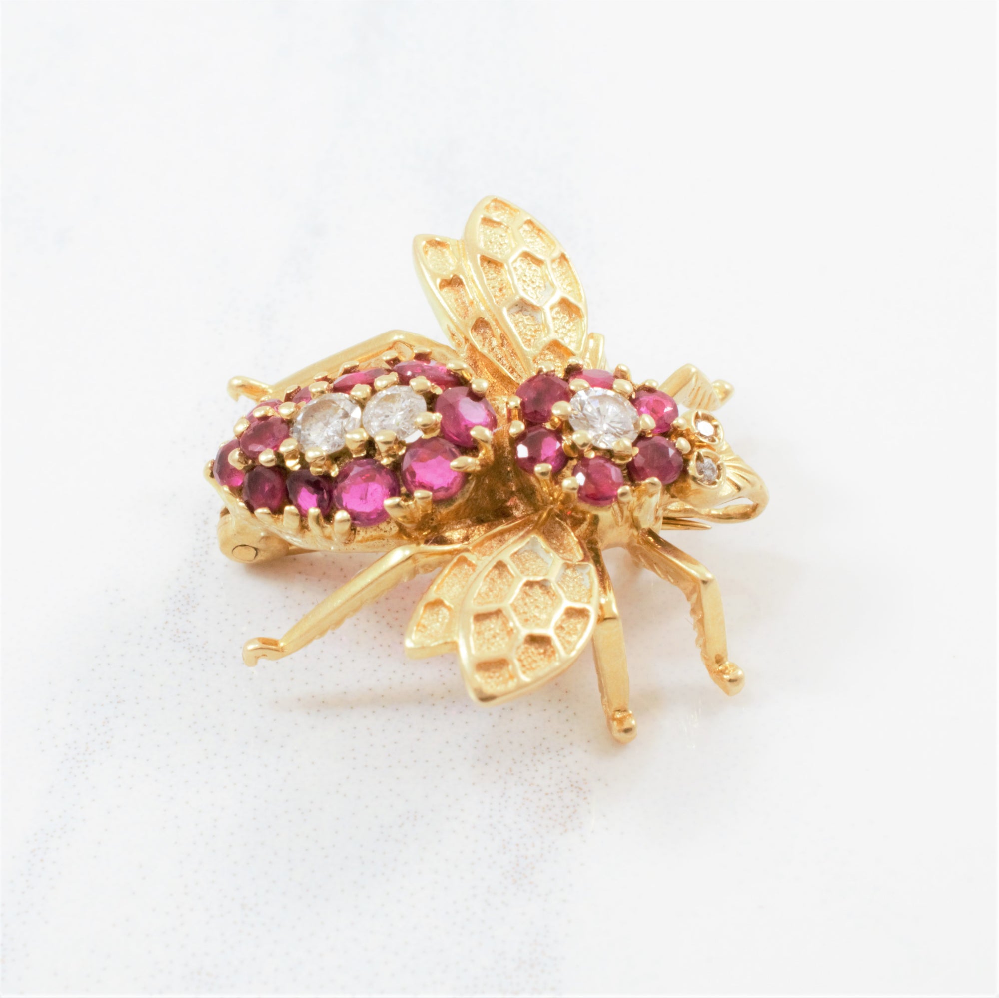 Ruby & Diamond Bumble Bee Brooch | 0.20ctw, 0.65ctw |