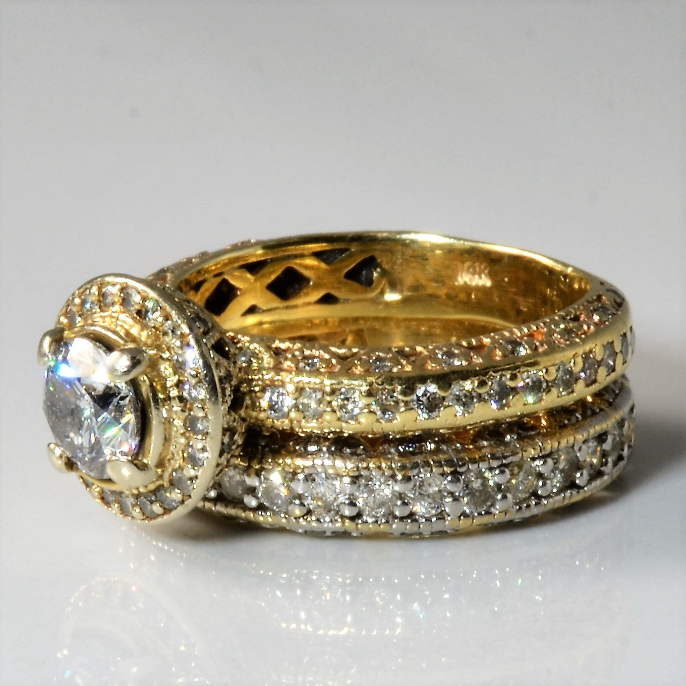 Ornate Halo Diamond Wedding Set | 2.59ctw | SZ 7.75 |