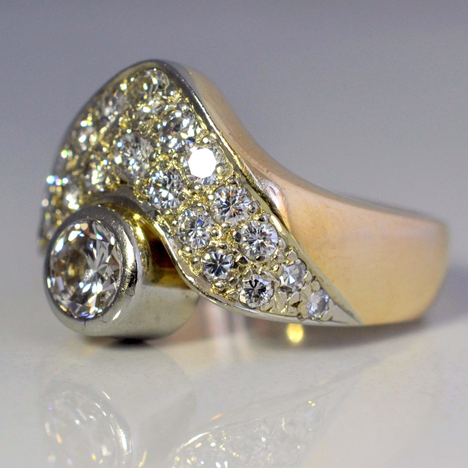 Custom Pave Bezel Set Diamond Ring | 1.50 ctw, SZ 7.25 |