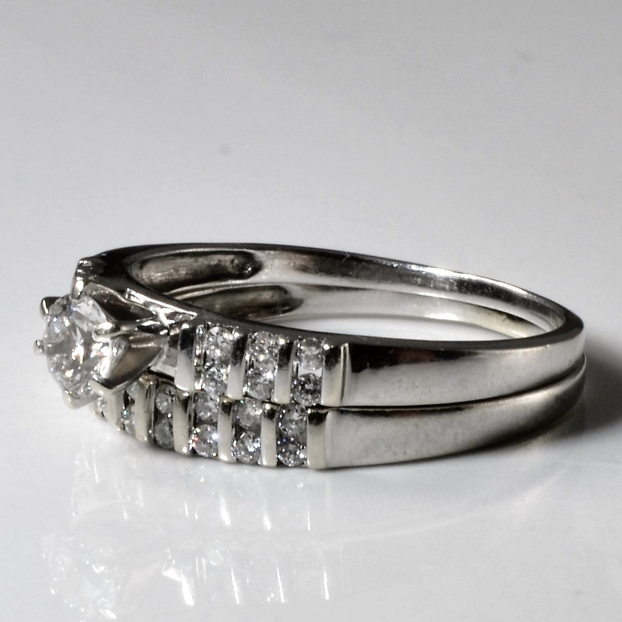 Ensemble de mariage en diamants sertis en canal vertical | 0,56 ct au total | Taille 8 | 