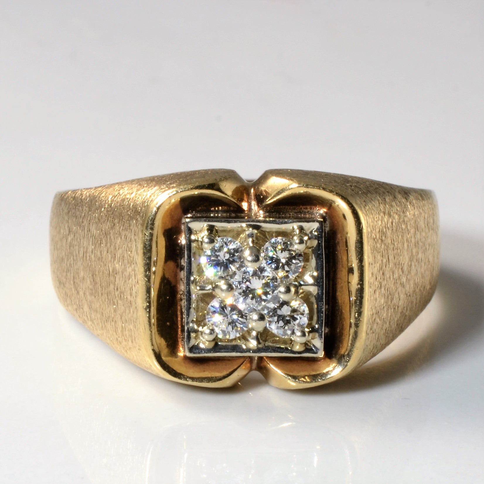 Satin Finish Diamond Grid Cluster Ring | 0.36ctw | SZ13.5 |