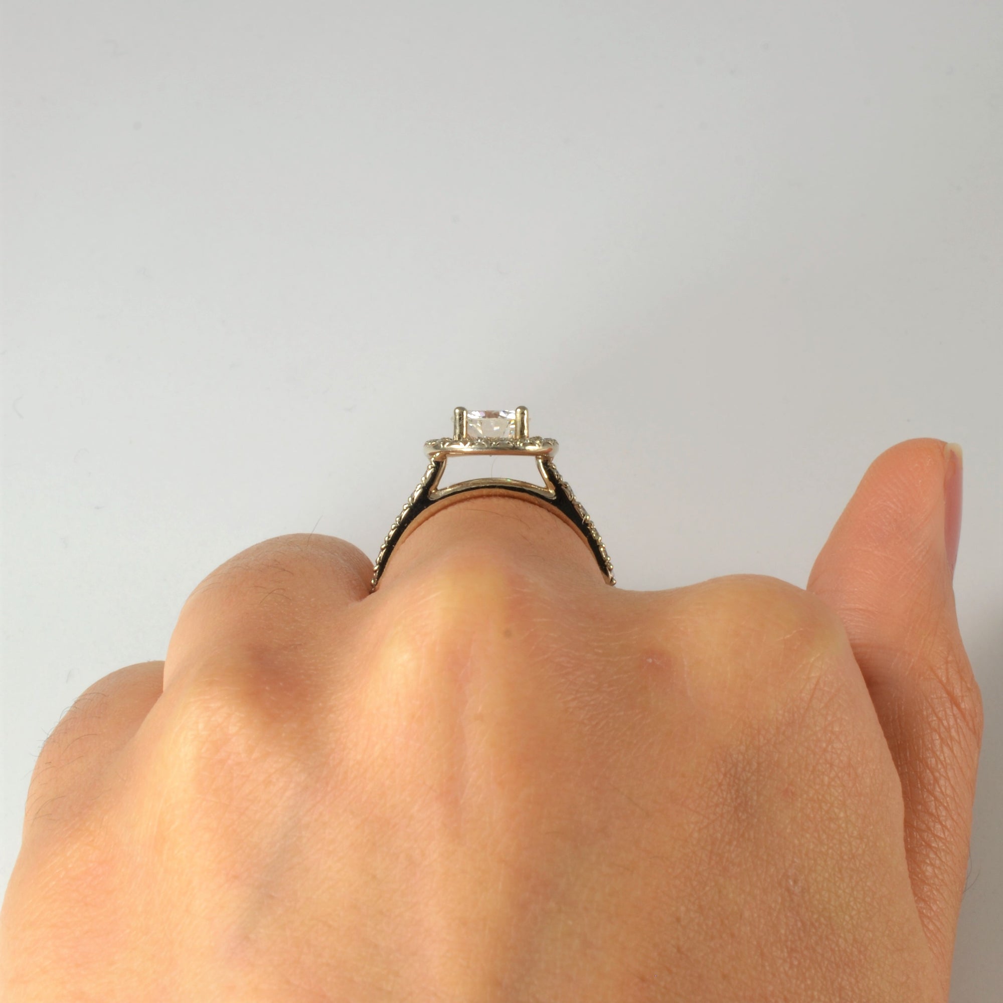 GIA Diamond Pave Halo Engagement Ring | 1.45 ctw, SZ 7 |