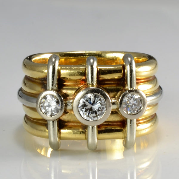 Bezel Set Three Stone Diamond Textured Ring | 0.44 ctw, SZ 5.25 |