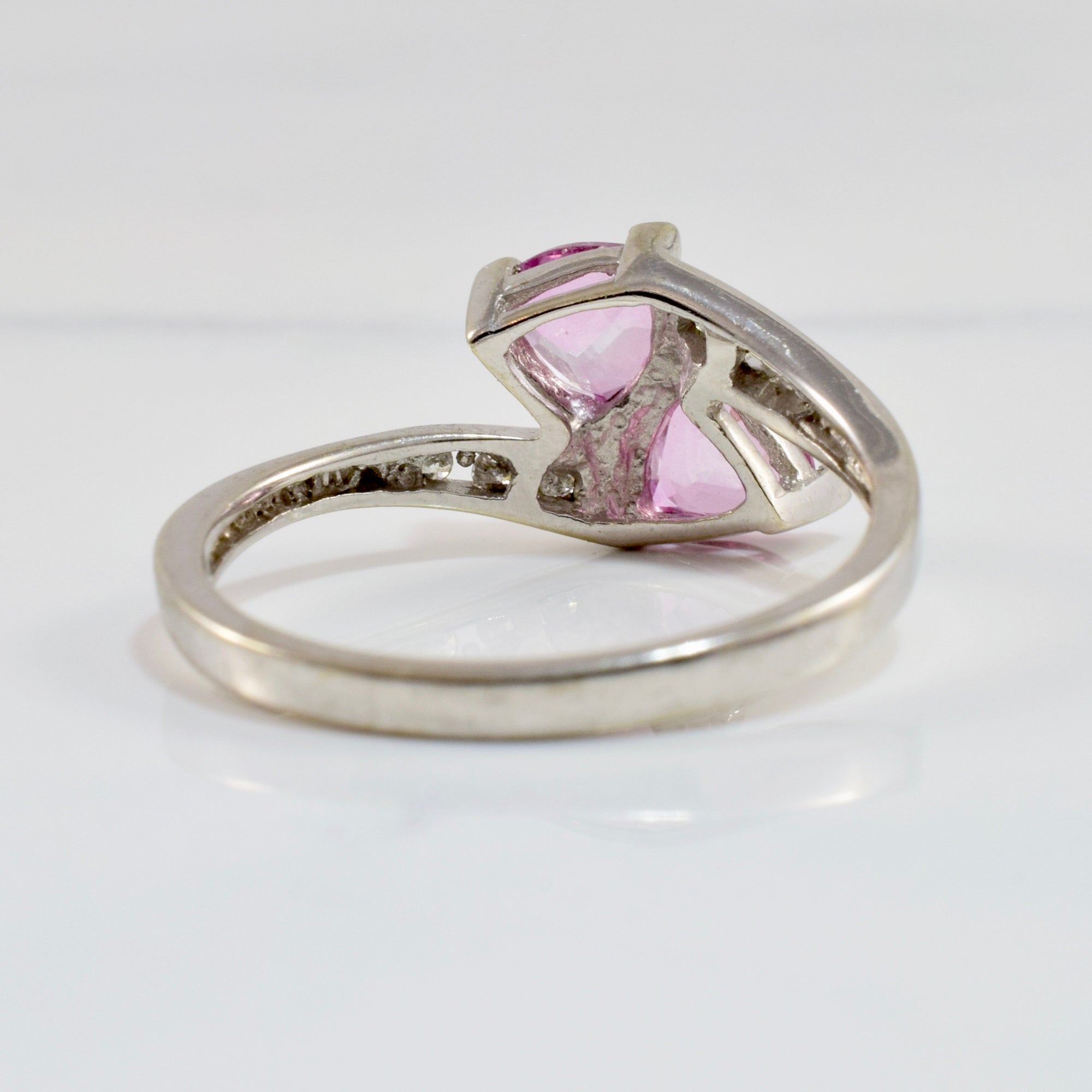 Pink Topaz & Diamond Bypass Ring | 0.06 ctw SZ 7 |
