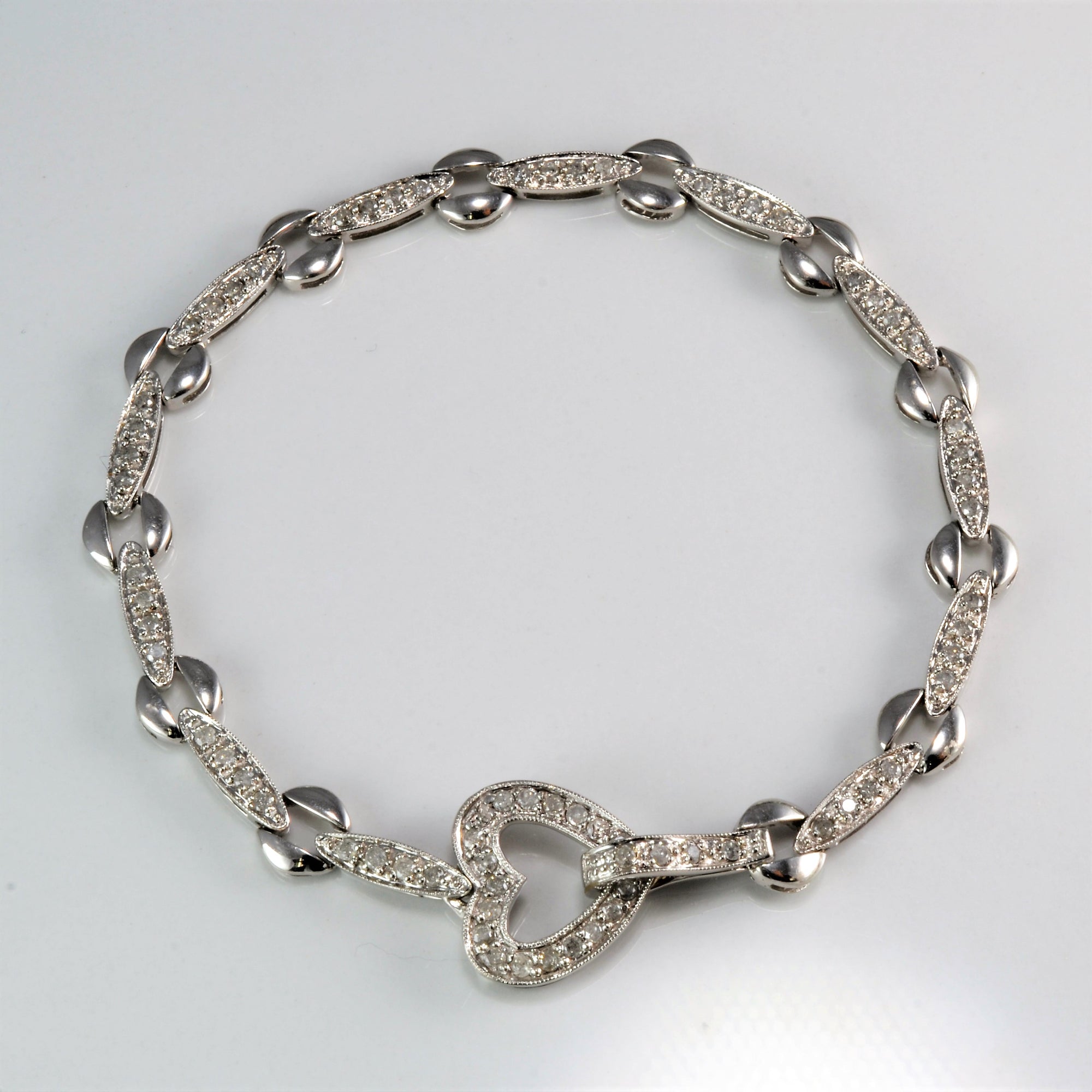 Heart Diamond Chain Bracelet | 0.75 ctw, 7.5''|