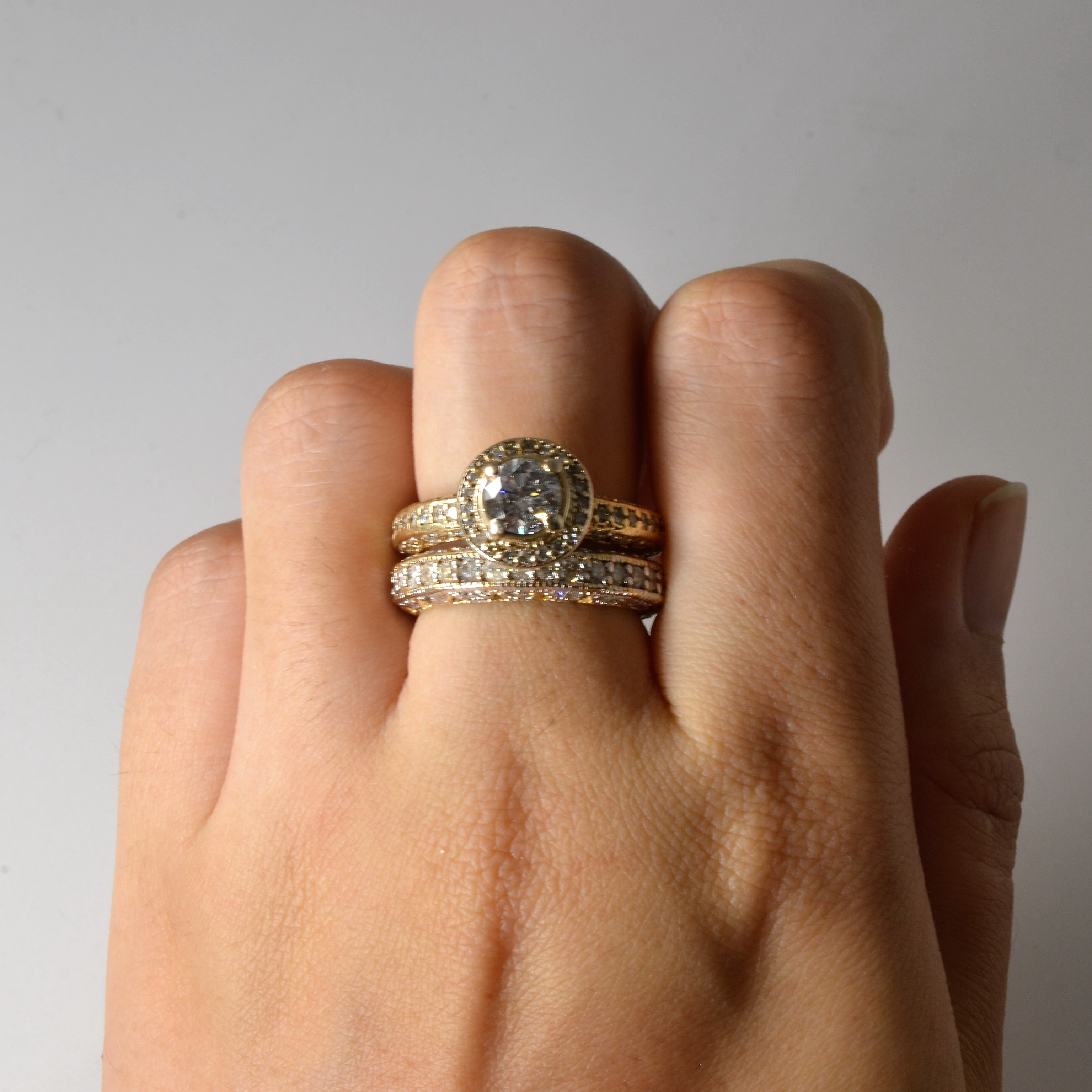Ornate Halo Diamond Wedding Set | 2.59ctw | SZ 7.75 |