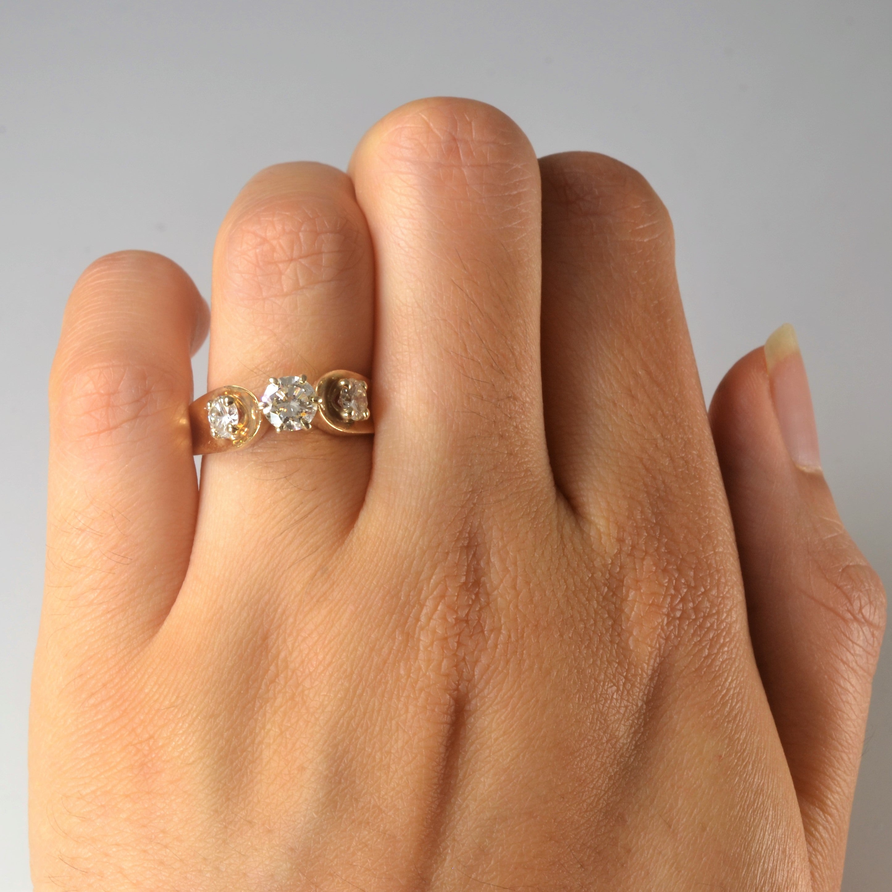 Low Profile Three Stone Diamond Ring | 0.99ctw | SZ 6.75 |