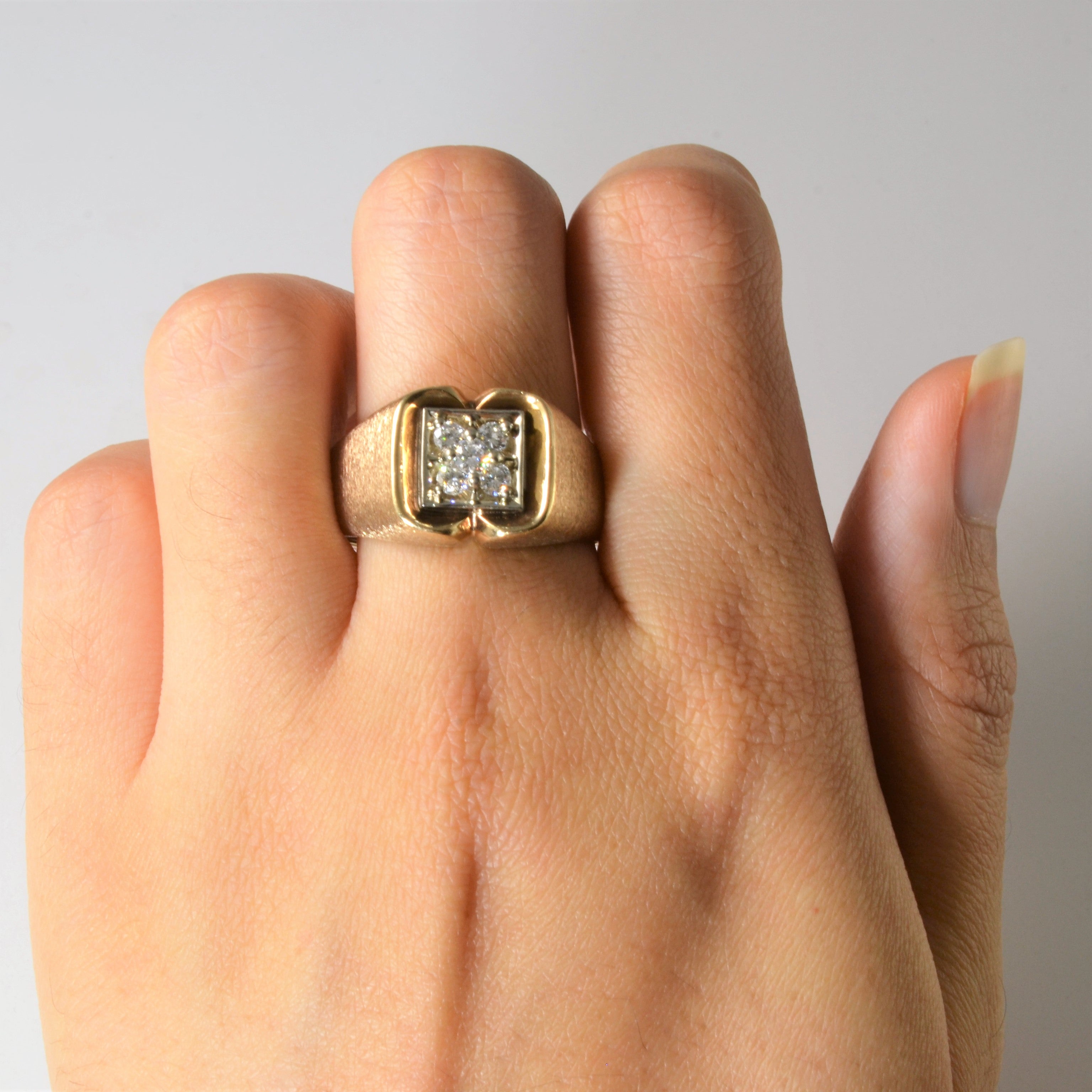 Satin Finish Diamond Grid Cluster Ring | 0.36ctw | SZ13.5 |